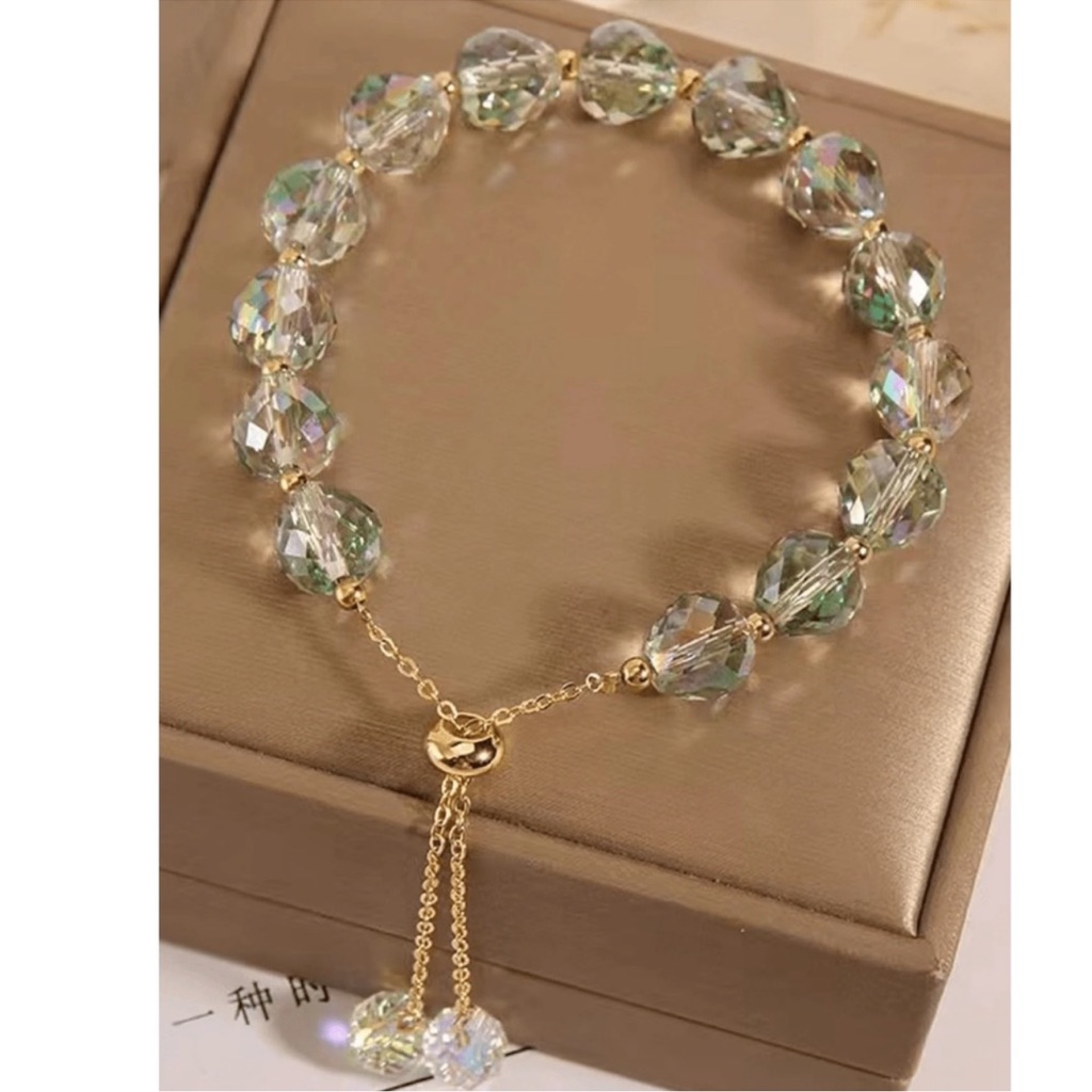 Boho Crystal Adjustable Gold Tone Bracelet
